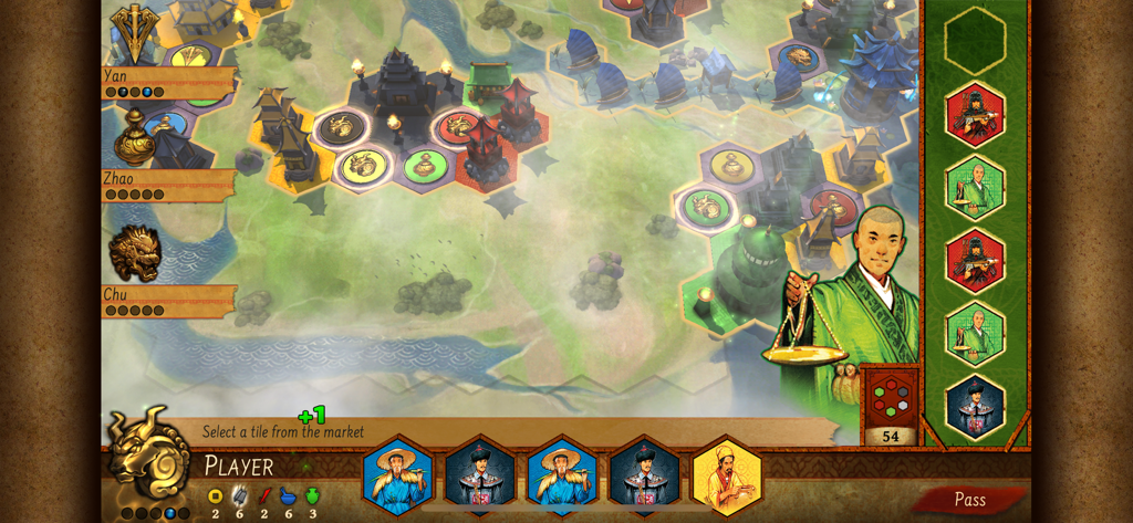 Strategic tile placement gameplay in the Yellow and Yangtze digital board game