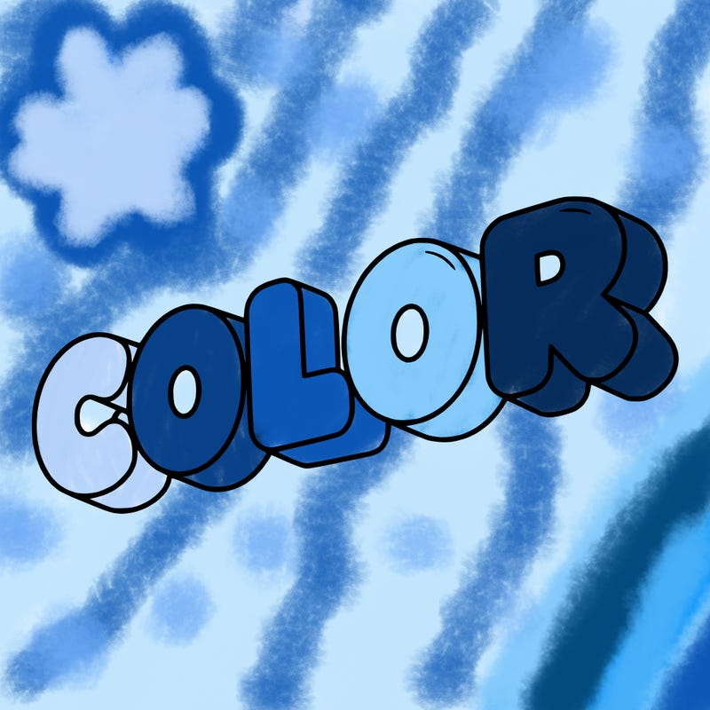 a sign that says color in bubble writing