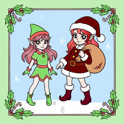 elf girl and santa girl