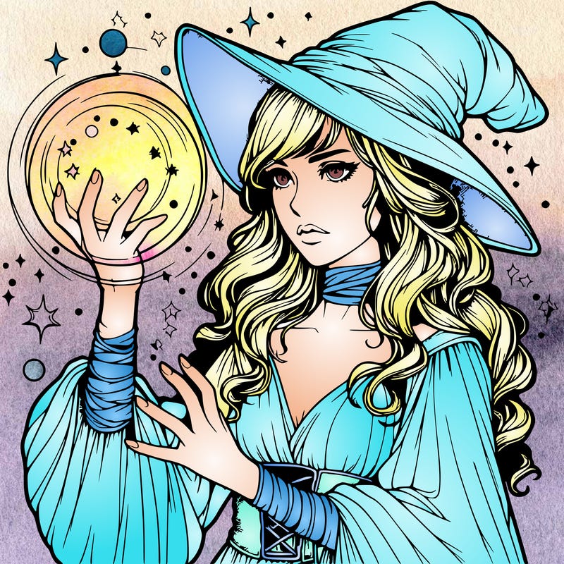 realistic women sorcerer using magic