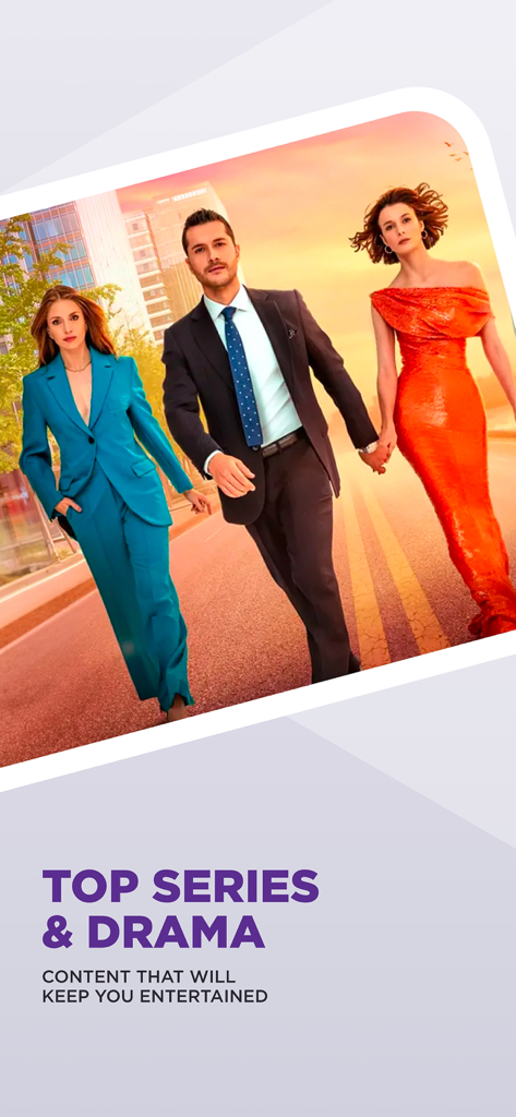 beIN CONNECT (MENA) - beIN CONNECT MENA App-Oberfläche, die Top-Serien und Dramakategorien zeigt