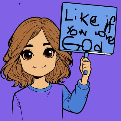 realistic girl holding up a sign