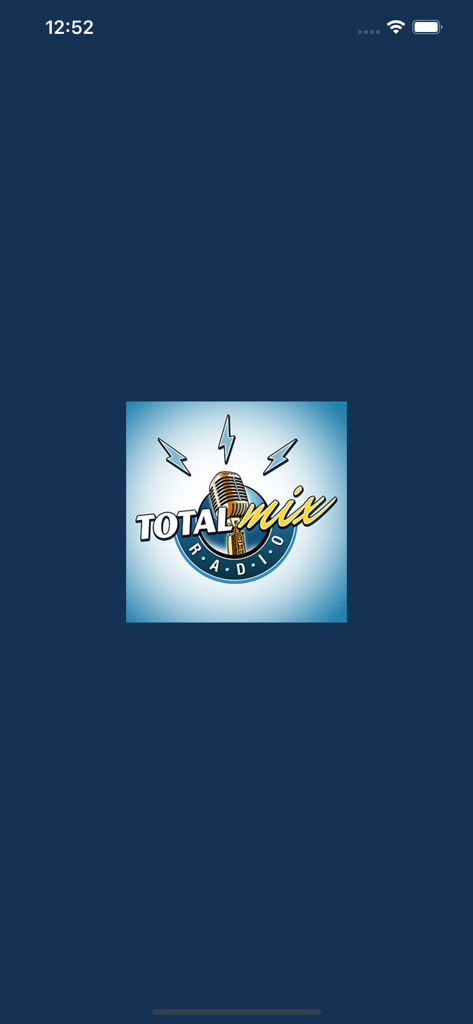 Écran de démarrage de Totalmix Radio avec le logo du microphone
