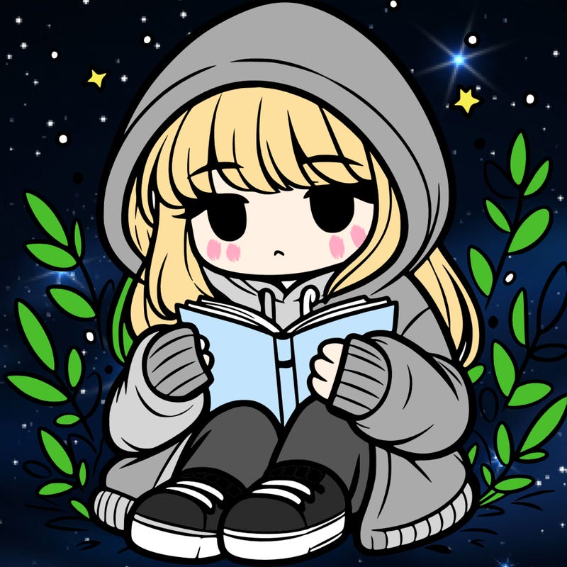 girl in oversized hoodie reading a book