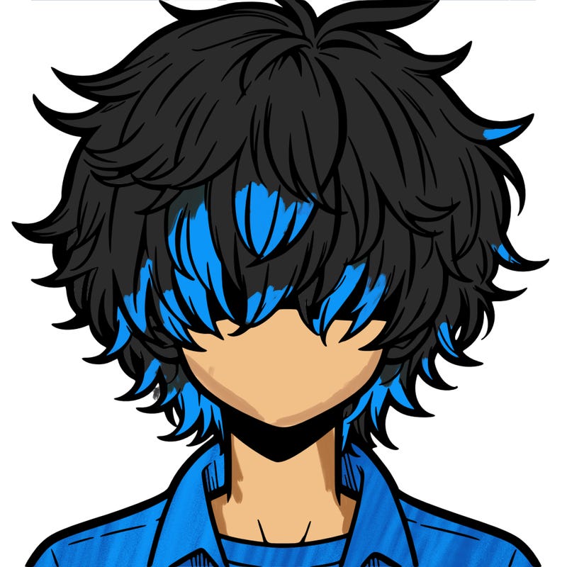 manga boy fluffy hair covering his eyes
