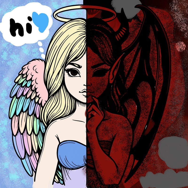 realistic angel half demon