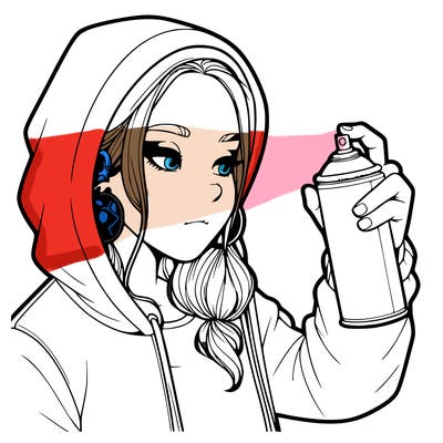 a realistic girl, spray painting