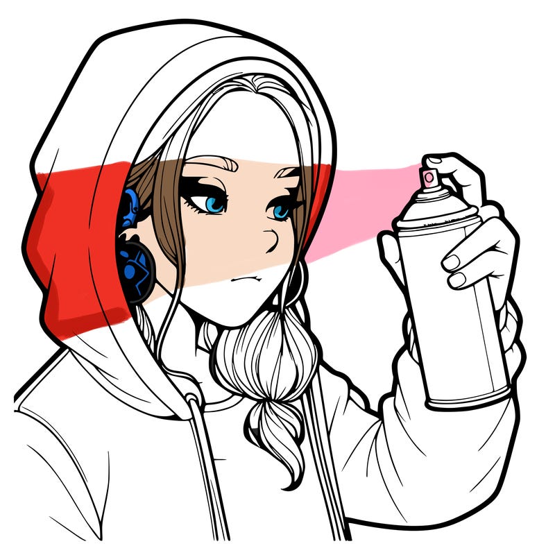 a realistic girl, spray painting