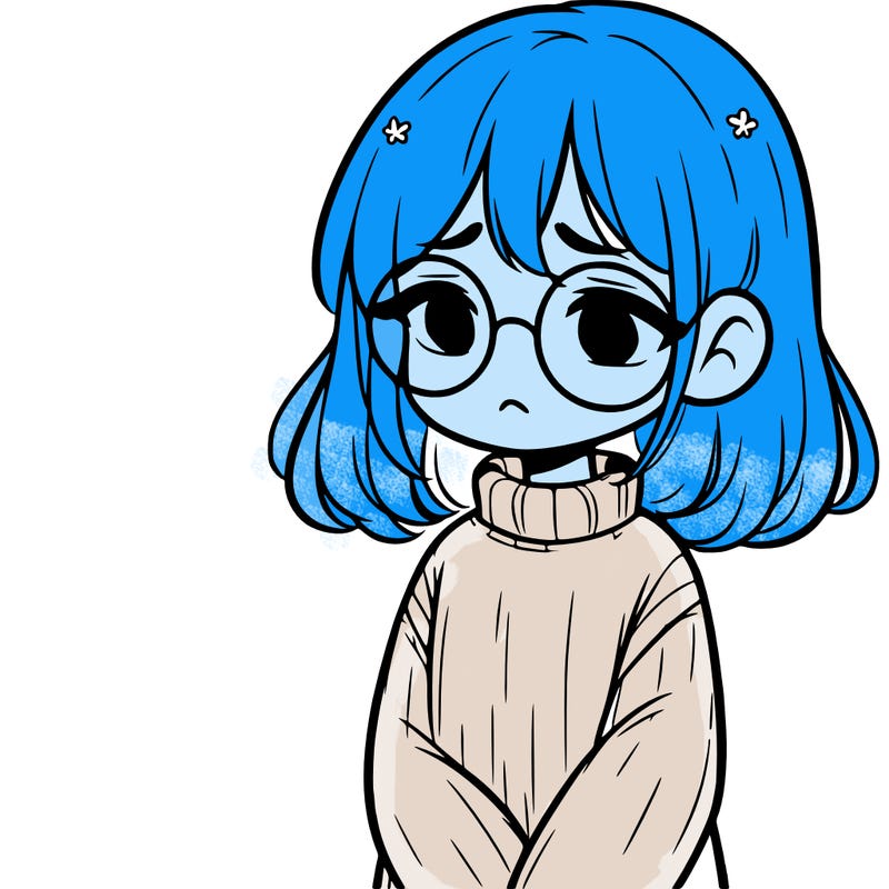 sad girl with glasses in a sweater