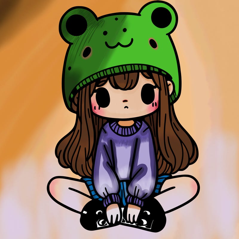 a girl wearing a frog hat and some frog socks