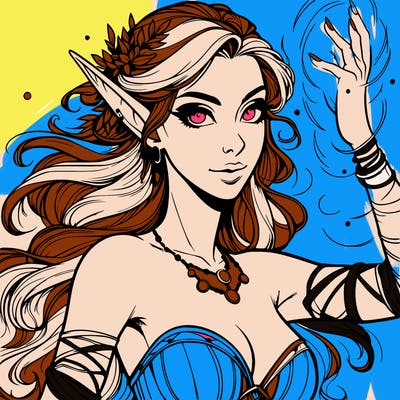 realistic elven woman glow magic wild chaos