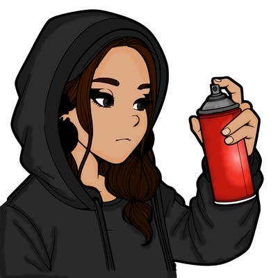 a realistic girl, spray painting