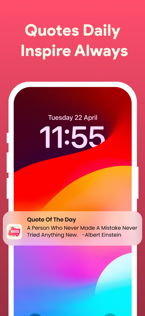 A daily motivation quote notification displayed on an iPhone lock screen.