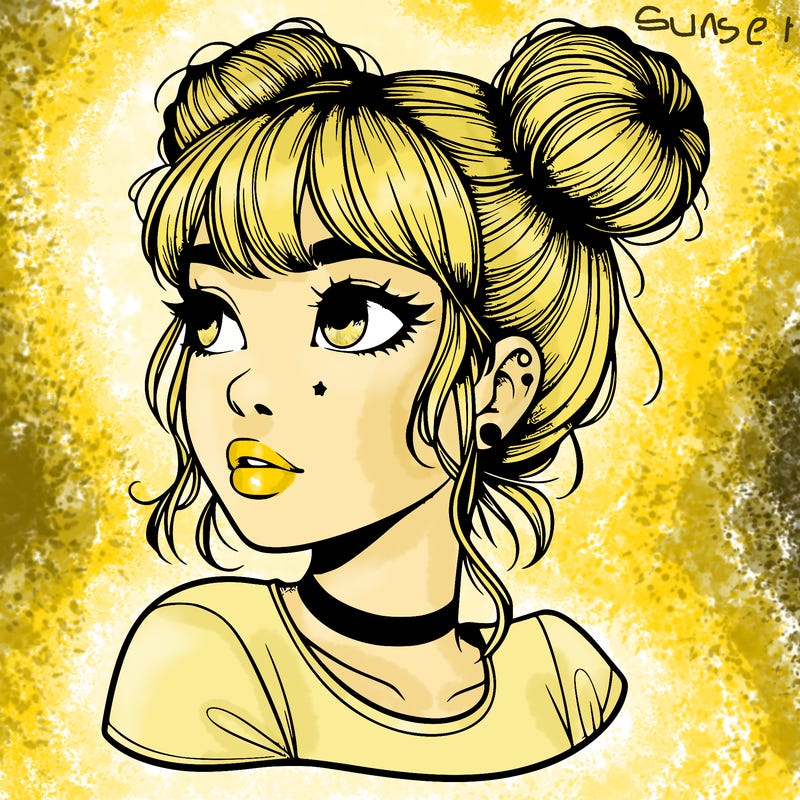 realistic girl with spacebuns