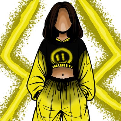 realistic girl faceless with baggy pants and a crop top