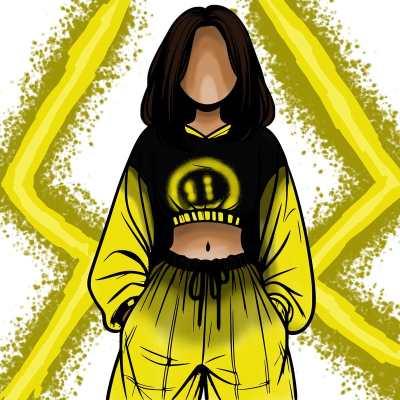 realistic girl faceless with baggy pants and a crop top