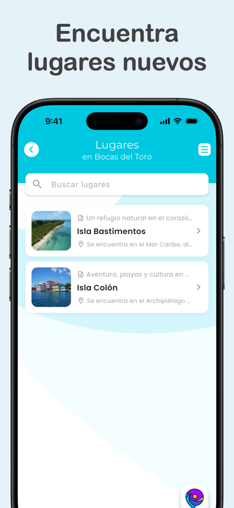 Locali - Search screen of Locali app displaying tourist attractions in Bocas del Toro Panama