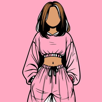 realistic girl faceless with baggy pants and a crop top