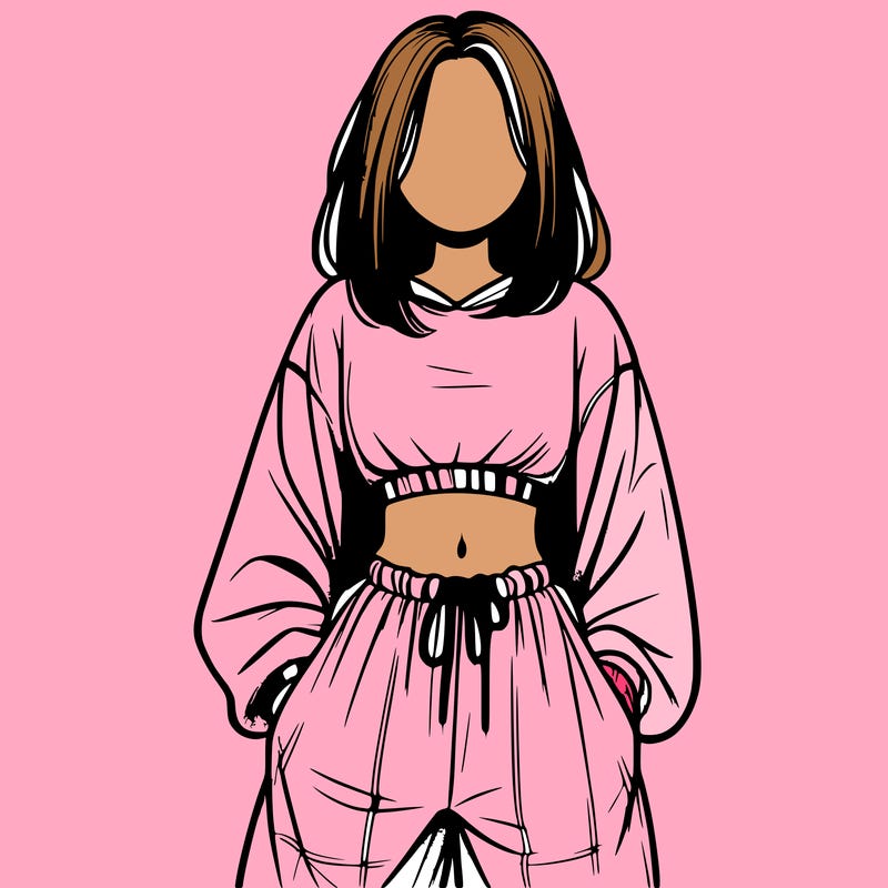 realistic girl faceless with baggy pants and a crop top