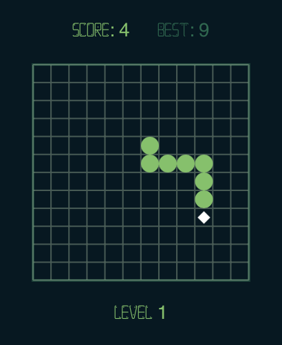 Snake Watch Classic - A green pixel snake moving on a grid in the Snake Watch Classic game interface