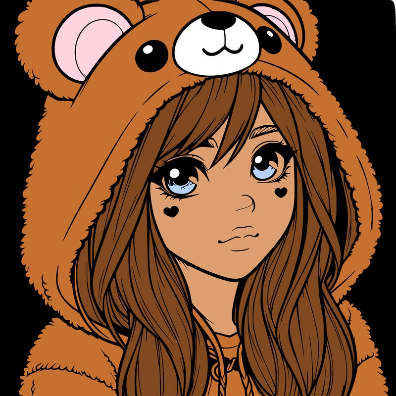 realistic girl in a bear hoodie