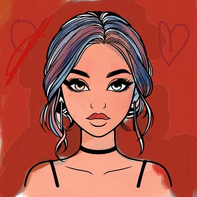 realistic girl with makeup on