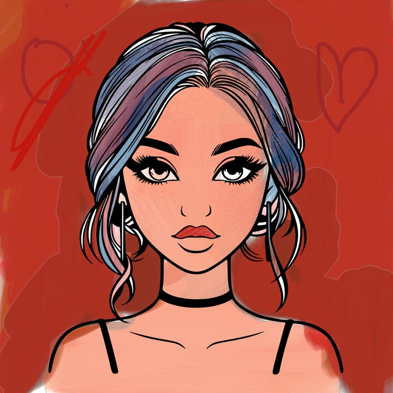 realistic girl with makeup on