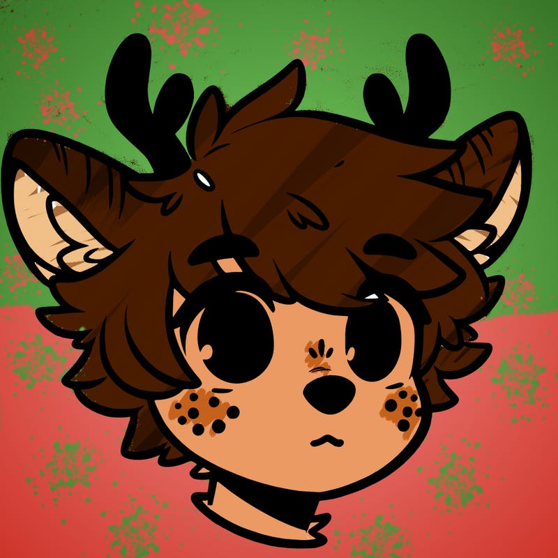 a humanoid deer with soft fluffy ears