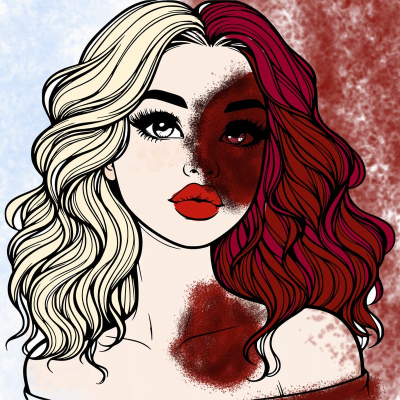 realistic girl with wavy hair and lips