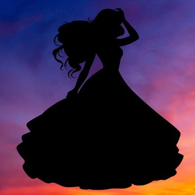 realistic woman with dress flowing in the wind