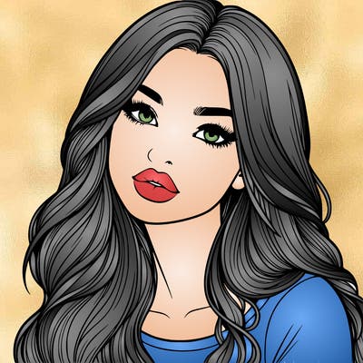 realistic girl with hair on her hair and lips