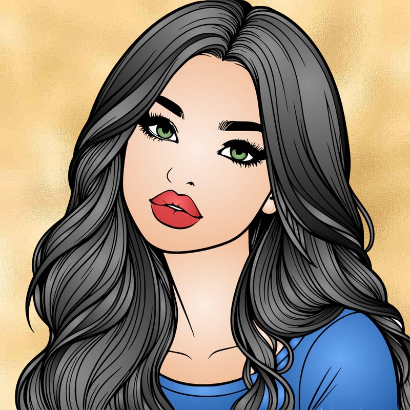 realistic girl with hair on her hair and lips