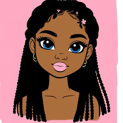 a realistic black girl with braids