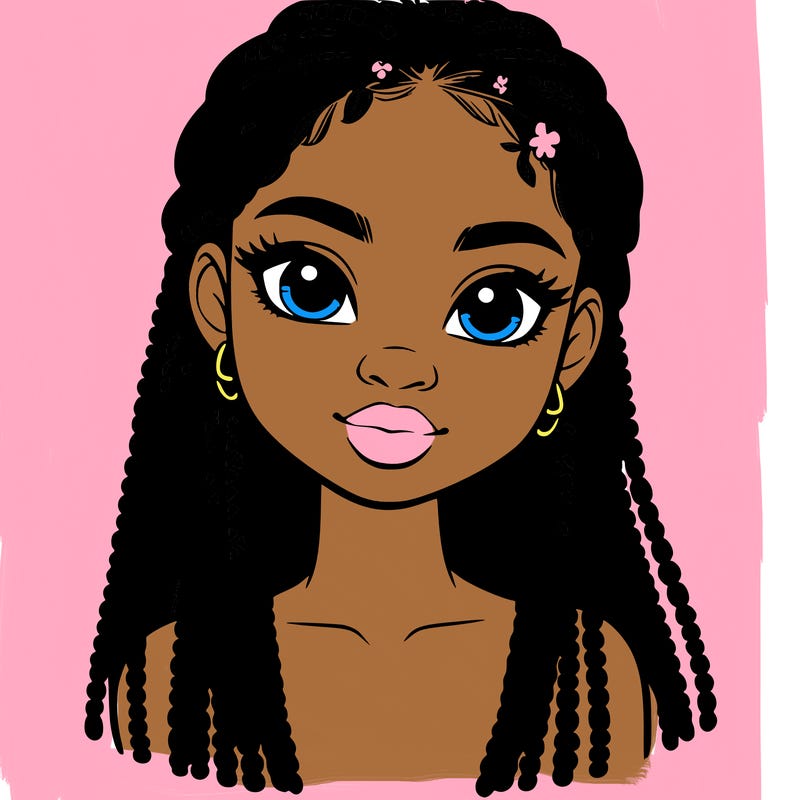 a realistic black girl with braids
