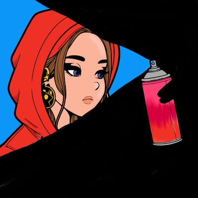 a realistic girl, spray painting