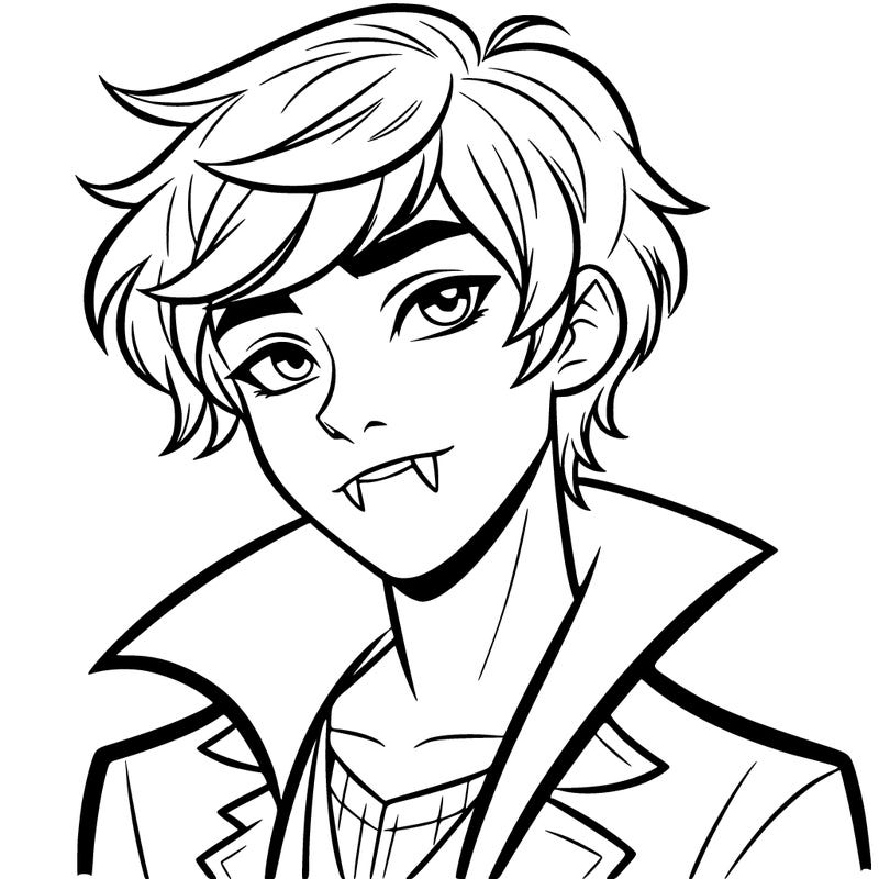 vampire teen boy with sharp fangs and is very handsome