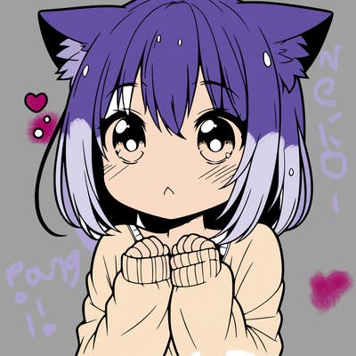 shy anime catgirl