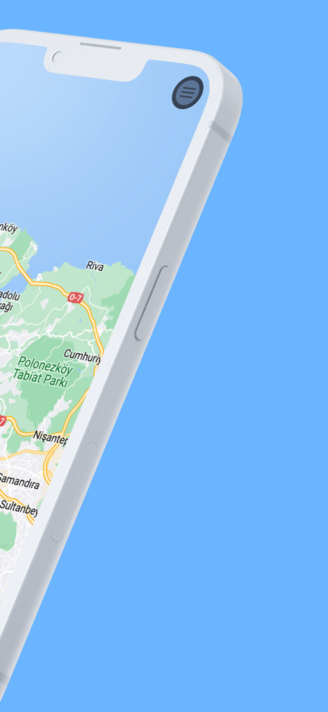 Smartphone-Bildschirm mit einer Standort-Tracking-Kartenoberfläche