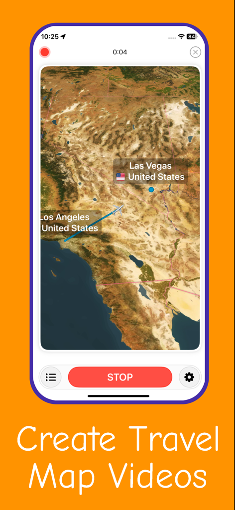 Nomad: Smart Travel Assistant - Nomad app interface showing a travel map video animation of a flight route from Los Angeles to Las Vegas