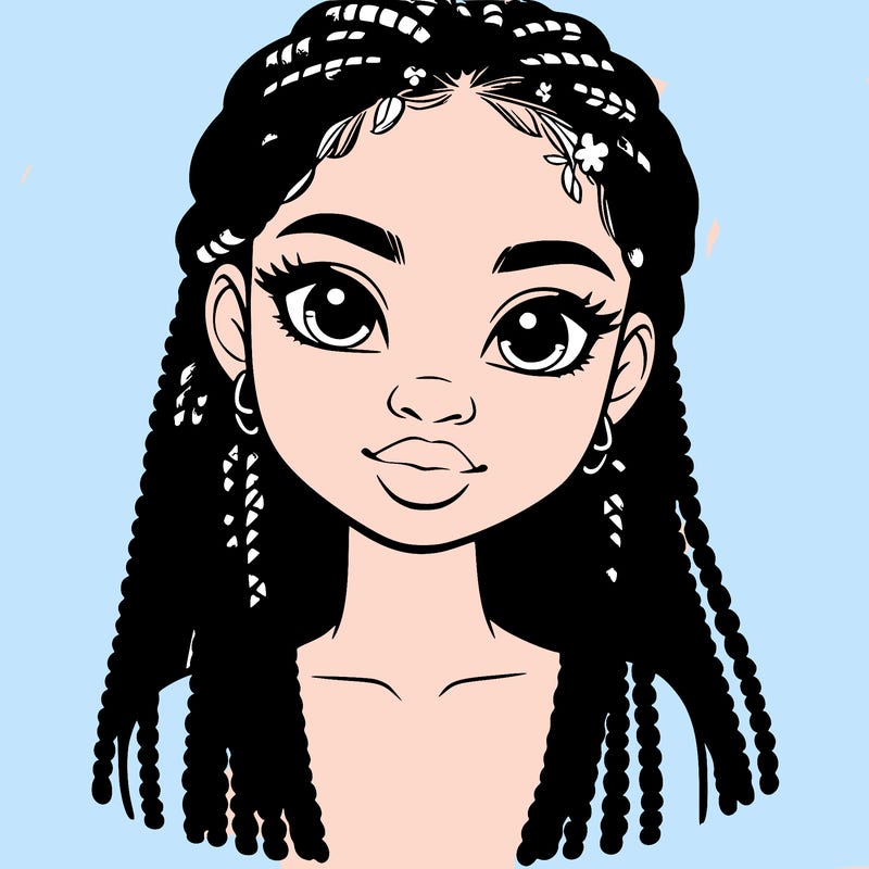 a realistic black girl with braids