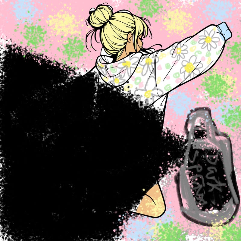 realistic girl jumping with a bun and oversized sweatshirt