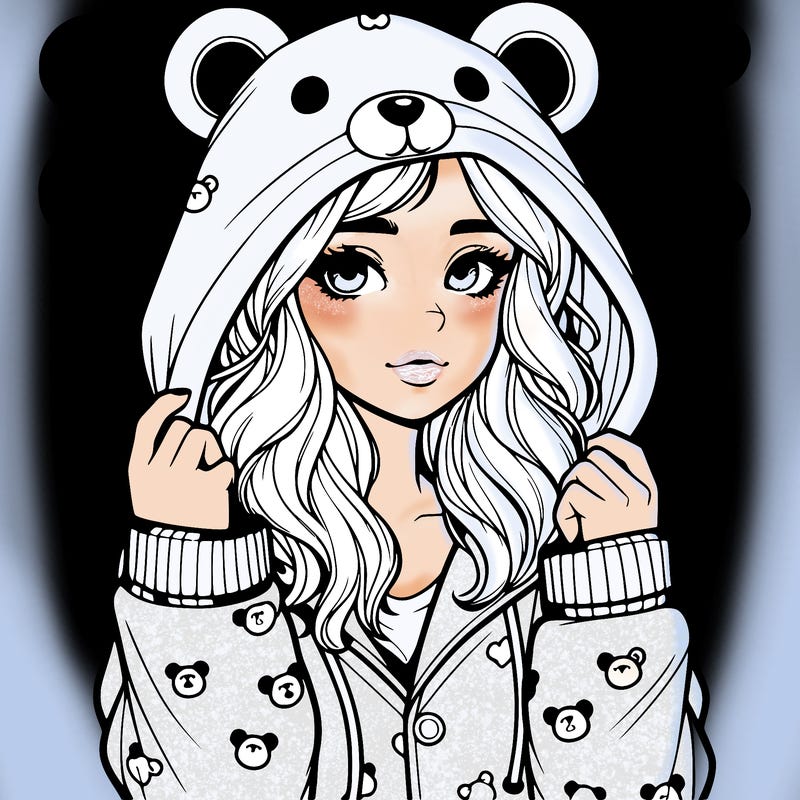 realistic girl in a animal pjs hoodie