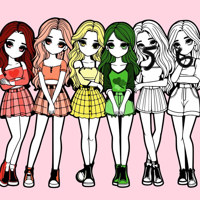 a group of girls realistic