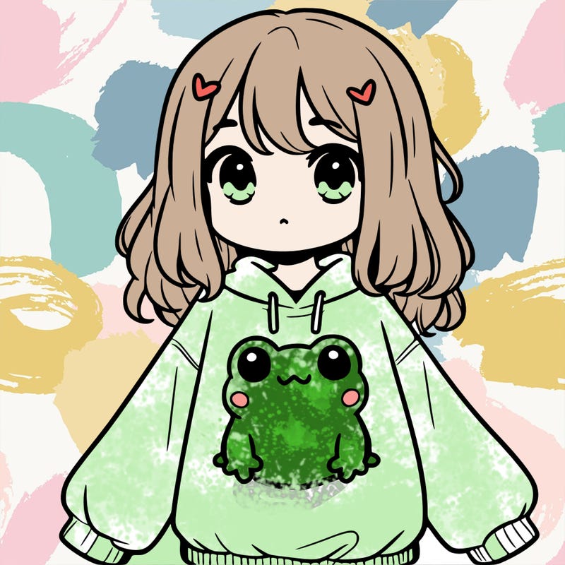 girl wearing frogging sweatshirt