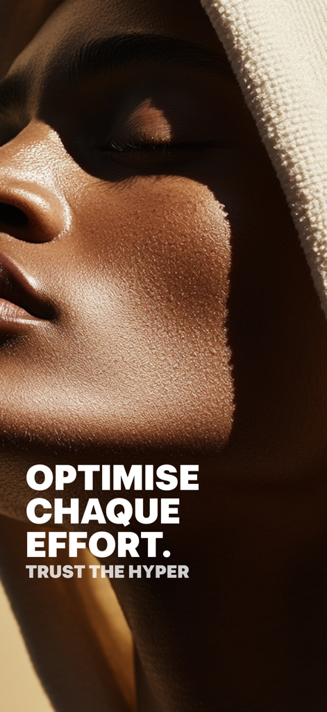 Close-up of an athlete with text saying Optimise chaque effort Trust the Hyper.