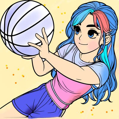 realistic girl playing basketball
