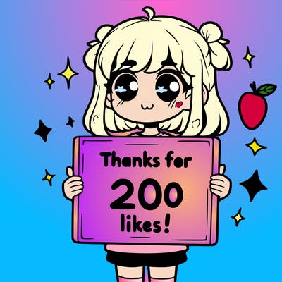 girl holding sign that says thanks for 200 likes!