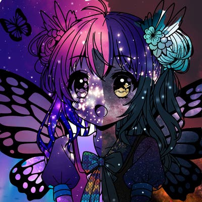 anime girl with wings butterfly