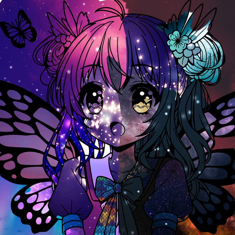 anime girl with wings butterfly