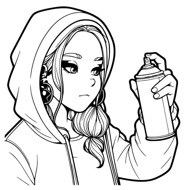 a realistic girl, spray painting